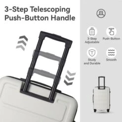 Syemin Luggage Sets ABS Hardshell 3pcs Luggage, Lightweight Durable Suitcase Sets Spinner Wheels Suitcase 20"24"28", White, 19.88"*10.63"*29.92"