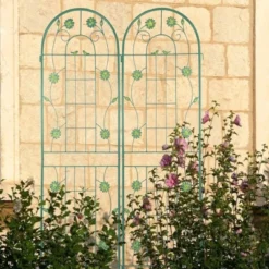 Syemin Patio Decorative Screens, Iron Arch Decoration Garden Trellis, For Outdoor For Climbing Plants Support, Flowerbed, Green, 80"*19.7"*71"