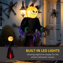 Syemin Inflatable Holiday Decorations 7' Halloween Inflatable Outdoor Decoration Reaper Ghost Pumpkin, Blow Up Yard Decor, Black, 43.3"*26"*82.8" -Furniture GUEST e65308ee ee68 4143 92db cc543b487054