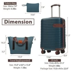 Syemin Luggage Luggage 20 Inch Sets 3 Piece Carry On Luggage Lightweight Hardshell ABS Suitcases With Wheels, Blue, 13.6"*9"*21.3" -Furniture GUEST e66cce81 2354 46c8 bfed bd66747e7591