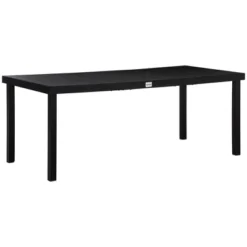 Syemin Patio End Table, Rectangular Outdoor Dining Table With All-Weather Faux Wood Top For Garden, Lawn, Patio, Black, 74.75"*35.5"*29.25" -Furniture GUEST e72d6255 357c 4b34 81bb 7dcf39763da5