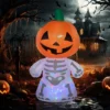 Syemin Decorative Holiday Scene Props Halloween Inflatables Outdoor Decoration Smiling Skeleton Ghost With Pumpkin Head, Orange, 47.25"*34.75"*70.75"