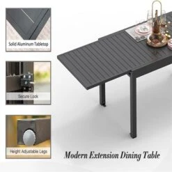 Syemin Patio End Tables Rectangular Outdoor Coffee Table，Modern Industrial Style，for Spaces Patio House Balcony，Black，88.98"*37.4"*29.53" -Furniture GUEST eb83c443 93d9 4198 ac92 b336ead66012
