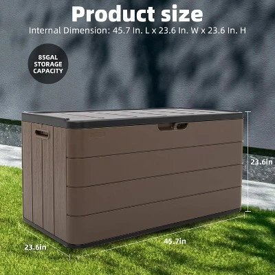 Syemin Storage Shed, Waterproof Storage Shed For Cleaning Tools And Garden Accessories, Brown, 45.7"*23.6"*23.6" 4 Syemin Storage Shed, Waterproof Storage Shed For Cleaning Tools And Garden Accessories, Brown, 45.7"*23.6"*23.6" - Image 4