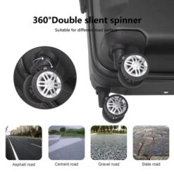 Syemin Luggage 3-Piece Luggage Set-20", 24", And 28" Suitcases With Silent Spinner Wheels Suitcase Sets Carry On Luggage, Black, 21.06"*11.81"*30.31" -Furniture GUEST ecaad035 78bb 4802 bc66 447492781408