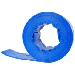 Syemin Drip Irrigation 50Ft Pool Backwash Hose, Heavy Duty Reinforced PVC Lay Flat Water Discharge Hose For Swimming Pool Filter Pump, Blue, 3"*3"*3"