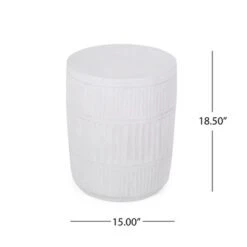 Syemin Patio End Tables, Stylish End Tables For Indoor And Outdoor Use, Ideal For Gardens, Backyard, Special Design, Off White, 15"*15"*18.5" -Furniture GUEST ef29ee00 224f 4fdc abef 6205d885bff6