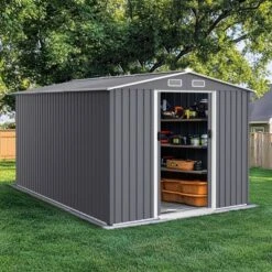 Syemin Deck Boxes,The Gardener's Retreat: Spacious Charcoal Shed,Perfect For Storing Gardening Essentials,Gray,143.4"*100.39"*76.38" -Furniture GUEST ef4f2732 4559 4958 8593 38dfda3aef21