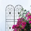 Syemin Patio Decorative Screens, Iron Arch Decoration Garden Trellis, For Outdoor For Climbing Plants Support, Flowerbed, Black, 40"*19.7"*71"