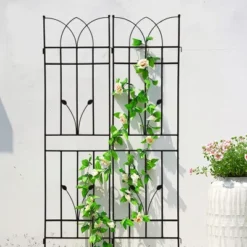 Syemin Patio Decorative Screens, Iron Arch Decoration Garden Trellis, For Outdoor For Climbing Plants Support, Flowerbed, Black, 36.5"*17.7"*71" -Furniture GUEST f195a807 8118 4173 ae99 aa4432b93df4