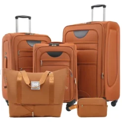 Syemin 5 PCS Bag And Luggage Sets, With 4 Spinner Wheels Lightweight Suitcase, Suitable For Business Trips And Travel, Orange, 18.9"*12.2"*30" -Furniture GUEST f1b430d2 7574 40a3 a7e7 e3079e4fe71c