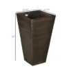 Syemin Outdoor Garden Raised Planter, Backyard Patio Planter Raised Bed For Flowers, Herbs, Brown, 16.25"*16.25"*35.75"