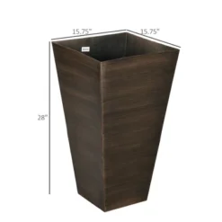 Syemin Outdoor Garden Raised Planter, Backyard Patio Planter Raised Bed For Flowers, Herbs, Brown, 16.25"*16.25"*35.75"