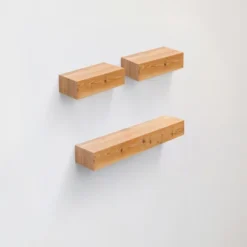 Syemin Decorative Wall Shelf Floating Shelves Wall Mounted Set Of 3 Rustic Wood Wall Storage Shelves Decor Hanging Shelves, Black, 23.62"*5.31"*1.97"