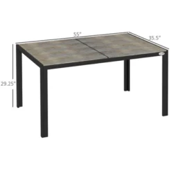 Syemin Patio End Table, Rectangular Outdoor Dining Table With All-Weather Faux Wood Top For Garden, Lawn, Patio, Gray, 39.7"*55"*35.5" 7 Syemin Patio End Table, Rectangular Outdoor Dining Table With All-Weather Faux Wood Top For Garden, Lawn, Patio, Gray, 39.7"*55"*35.5" -Furniture GUEST f2502685 7558 443a 869c 28d4087662e1