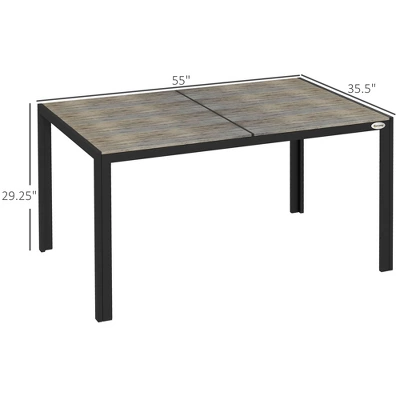 Syemin Patio End Table, Rectangular Outdoor Dining Table With All-Weather Faux Wood Top For Garden, Lawn, Patio, Gray, 39.7"*55"*35.5" 3 Syemin Patio End Table, Rectangular Outdoor Dining Table With All-Weather Faux Wood Top For Garden, Lawn, Patio, Gray, 39.7"*55"*35.5" - Image 3