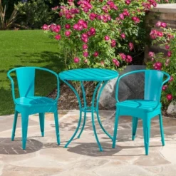 Syemin Patio Seating Sets Outdoor, Featuring Unique Design, Ideal For Chats, Perfect For Gardens, Living Spaces, Blue, 20"*20.5"*30"