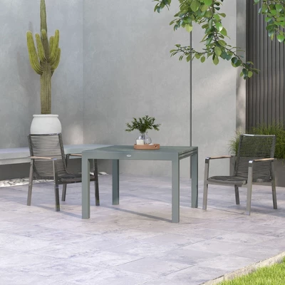 Syemin Patio End Table, Rectangular Outdoor Dining Table With All-Weather Faux Wood Top For Garden, Lawn, Patio, Gray, 30.5"*82.7"*37.4" 4 Syemin Patio End Table, Rectangular Outdoor Dining Table With All-Weather Faux Wood Top For Garden, Lawn, Patio, Gray, 30.5"*82.7"*37.4" - Image 4