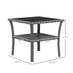 Syemin Patio Side Table, 2-Tier Outdoor Coffee Table, Patio Furniture For Drinks, Dining, Games, Storage, Gray, 19.75"*19.75"*17.75" -Furniture GUEST f5635c04 e33c 4e76 b287 64318caf8146