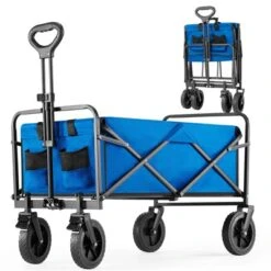 Syemin Trolley And Lawn Cart, 400L Foldable Garden Cart, Large Capacity, Suitable For Beach, Camping, Shopping Garden, Blue, 34.5" * 20" * 29.5" -Furniture GUEST f68b2835 075c 44c8 90e0 f4944214c610