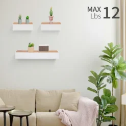 Syemin Decorative Wall Shelf Wall Floating Shelves Wall Wood Decor Storage Shelves Wall Mounted Shelf Storage Hanging Shelf, Beige, 23.62"*5.91"*2.36" -Furniture GUEST f7c3b3bb 413c 47d1 809b 9885fe57ce48