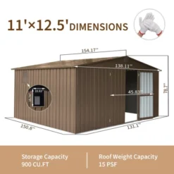 Syemin Deck Boxes Durable, Horizontal Compact Storage Shed For Garden, Backyard, Patio, Closet Deck Box, Brown, 138.11"*150.8"*78.7" -Furniture GUEST f83c3424 03b5 4e75 b1f4 33019b067740