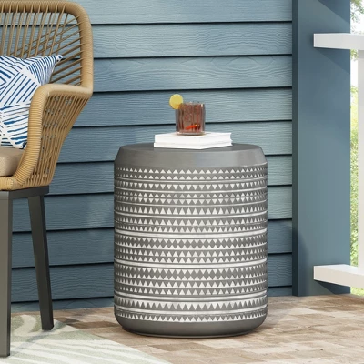 Syemin Patio End Tables Accent Side End Table For Outdoor And Indoor, Garden, Backyard Use, Special Design, Gray, 15.5"*15.5"*18.5" 3 Syemin Patio End Tables Accent Side End Table For Outdoor And Indoor, Garden, Backyard Use, Special Design, Gray, 15.5"*15.5"*18.5" - Image 3