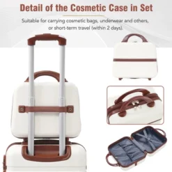 Syemin 4 PCS Bag And Luggage Sets, With Spinner Wheels And Zippers Lightweight Suitcase, For Business Trips And Travel, White, 20.1"*12.4"*30.3" -Furniture GUEST fa69e35e 2ad7 457d 9771 7d1752d916a9 1