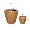 Syemin Planters Light Wood Plastic Self Watering Planter Pot, Indoor Outdoor Home Garden Decor, Living Room, Balcony, Brown 11"*11"*10.5"