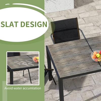 Syemin Patio End Table, Rectangular Outdoor Dining Table With All-Weather Faux Wood Top For Garden, Lawn, Patio, Gray, 39.7"*55"*35.5" 4 Syemin Patio End Table, Rectangular Outdoor Dining Table With All-Weather Faux Wood Top For Garden, Lawn, Patio, Gray, 39.7"*55"*35.5" - Image 4