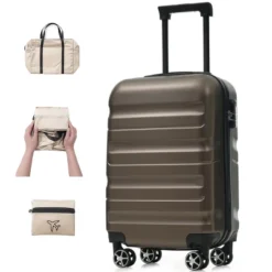 Syemin Luggage 20" Hardshell ABS Carry-On Luggage With Spinner Wheels Lightweight Travel Suitcase Set With Foldable Bag, Brown, 14.2"*9.4"*20.9" 8 Syemin Luggage 20" Hardshell ABS Carry-On Luggage With Spinner Wheels Lightweight Travel Suitcase Set With Foldable Bag, Brown, 14.2"*9.4"*20.9" -Furniture GUEST fc3961a8 b2ee 4bba a43b 3506b31a8a45