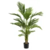 Syemin Artificial Plant Palm Tree Indoor Faux Fake Floor Greenery Potted Real Touch Decorative Green Leaves Black Pot, Green, 31"*31"*51"