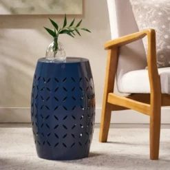 Syemin Patio End Tables, Stylish End Tables For Indoor And Outdoor Use, Ideal For Gardens, Backyard, Special Design, Blue, 12.25"*12.25"*17.75" 9 Syemin Patio End Tables, Stylish End Tables For Indoor And Outdoor Use, Ideal For Gardens, Backyard, Special Design, Blue, 12.25"*12.25"*17.75" -Furniture GUEST fe77827e 102e 43ac a96f f2a850ae5bb3
