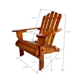 Syemin Wooden Folding Adirondack Chair, Casual Patio Chair With Wood Grain For Patio, Yard, Garden, Brown, 29.53"*21.06"*36.61"