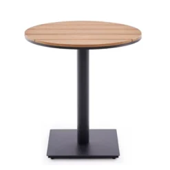 Syemin Patio Side Table, Outdoor Dining Table Set, Wood Top Outdoor Furniture Round Table For Lawn, Poolside, Black, 27.8" * 27.8" * 29.1" -Furniture GUEST feba568b 99e6 4d35 a6af 7ecfd320b3e1