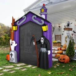 Syemin Decorative Holiday Scene Props Halloween Inflatables Castle Archway Outdoor Decorations, Scary Halloween Ghost Decor, Purple, 94.5"*23.6"*118" -Furniture GUEST fffe8122 ff0d 4f37 a705 b867e0aa976b