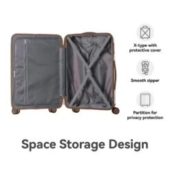Syemin Luggage Luggage Set 3 Piece PP Hardshell Carry On Suitcase With Spinner Wheels TSA Lock Lightweight Suitcases, Brown, 20.47"*11.22"*29.33" -Furniture GUEST ffff68a5 f80e 4771 bd55 607fe4a128a9